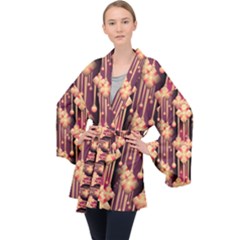 Seamless Pattern Plaid Velvet Kimono Robe