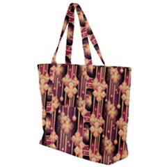 Seamless Pattern Plaid Zip Up Canvas Bag