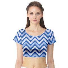 Waves Wavy Lines Short Sleeve Crop Top