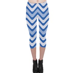 Waves Wavy Lines Capri Leggings  by HermanTelo