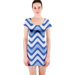 Waves Wavy Lines Short Sleeve Bodycon Dress by HermanTelo