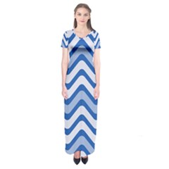 Waves Wavy Lines Short Sleeve Maxi Dress