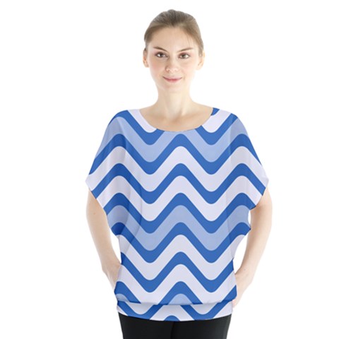 Waves Wavy Lines Batwing Chiffon Blouse by HermanTelo