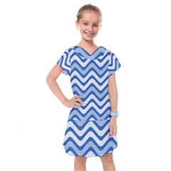 Waves Wavy Lines Kids  Drop Waist Dress