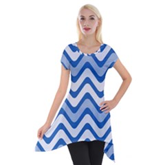 Waves Wavy Lines Short Sleeve Side Drop Tunic