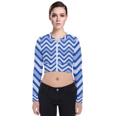 Waves Wavy Lines Long Sleeve Zip Up Bomber Jacket