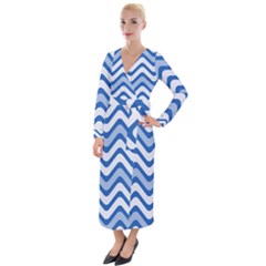 Waves Wavy Lines Velvet Maxi Wrap Dress