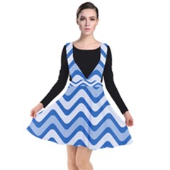 Waves Wavy Lines Plunge Pinafore Dress