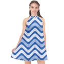 Waves Wavy Lines Halter Neckline Chiffon Dress  View1