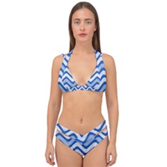 Waves Wavy Lines Double Strap Halter Bikini Set by HermanTelo