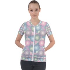 Seamless Pattern Pastels Background Short Sleeve Zip Up Jacket