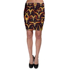 Stylised Horns Black Pattern Bodycon Skirt