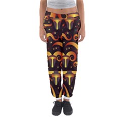 Stylised Horns Black Pattern Women s Jogger Sweatpants