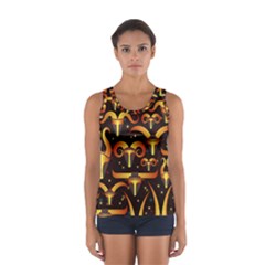 Stylised Horns Black Pattern Sport Tank Top 