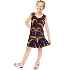 Stylised Horns Black Pattern Kids  Tunic Dress by HermanTelo