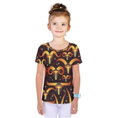 Stylised Horns Black Pattern Kids  One Piece Tee