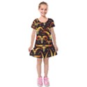 Stylised Horns Black Pattern Kids  Short Sleeve Velvet Dress View1