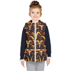 Stylised Horns Black Pattern Kids  Hooded Puffer Vest by HermanTelo