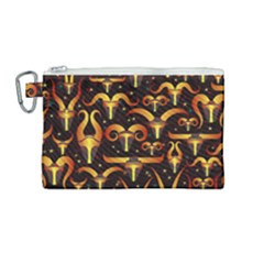 Stylised Horns Black Pattern Canvas Cosmetic Bag (medium)