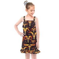 Stylised Horns Black Pattern Kids  Overall Dress