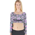 Seamless Pattern Flowers Pink Long Sleeve Crop Top View1