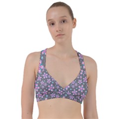 Seamless Pattern Flowers Pink Sweetheart Sports Bra