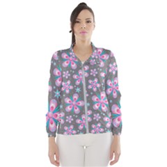 Seamless Pattern Flowers Pink Women s Windbreaker