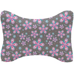 Seamless Pattern Flowers Pink Seat Head Rest Cushion by HermanTelo