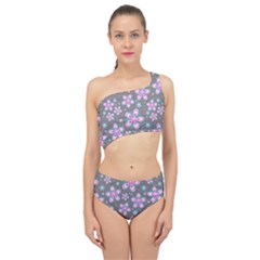 Seamless Pattern Flowers Pink Spliced Up Two Piece Swimsuit