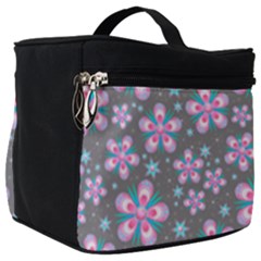 Seamless Pattern Flowers Pink Make Up Travel Bag (big)