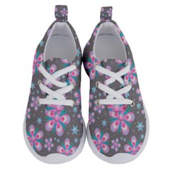 Seamless Pattern Flowers Pink Running Shoes