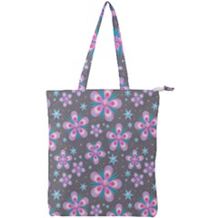 Seamless Pattern Flowers Pink Double Zip Up Tote Bag