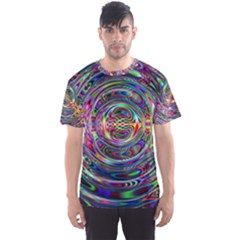 Wave Line Colorful Brush Particles Men s Sports Mesh Tee