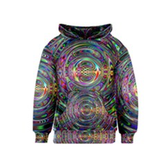 Wave Line Colorful Brush Particles Kids  Pullover Hoodie by HermanTelo