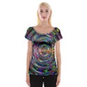 Wave Line Colorful Brush Particles Cap Sleeve Top View1