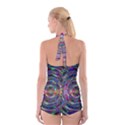 Wave Line Colorful Brush Particles Boyleg Halter Swimsuit  View2