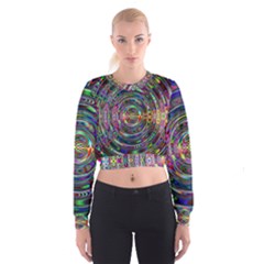 Wave Line Colorful Brush Particles Cropped Sweatshirt