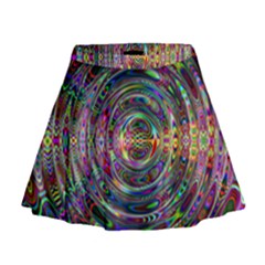 Wave Line Colorful Brush Particles Mini Flare Skirt