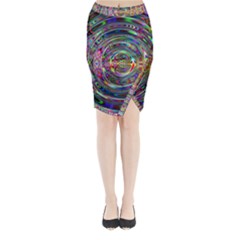 Wave Line Colorful Brush Particles Midi Wrap Pencil Skirt