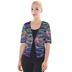 Wave Line Colorful Brush Particles Cropped Button Cardigan by HermanTelo