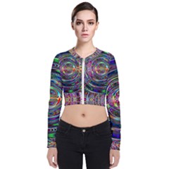 Wave Line Colorful Brush Particles Long Sleeve Zip Up Bomber Jacket