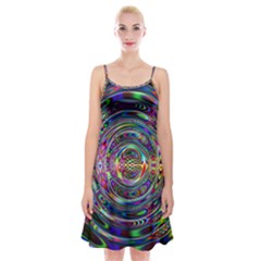 Wave Line Colorful Brush Particles Spaghetti Strap Velvet Dress by HermanTelo