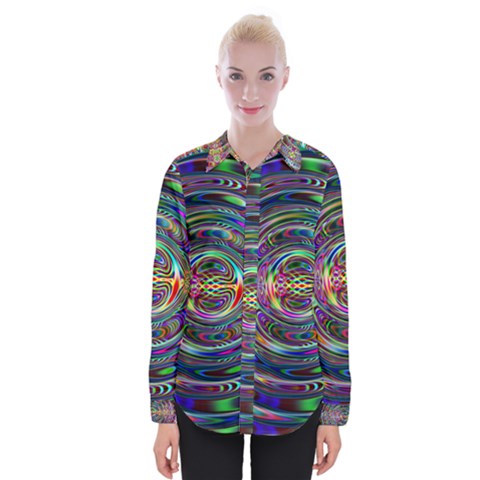 Wave Line Colorful Brush Particles Womens Long Sleeve Shirt by HermanTelo