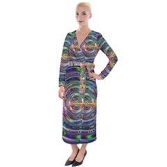 Wave Line Colorful Brush Particles Velvet Maxi Wrap Dress