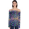 Wave Line Colorful Brush Particles Off Shoulder Long Sleeve Top View1