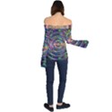 Wave Line Colorful Brush Particles Off Shoulder Long Sleeve Top View2