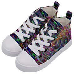 Wave Line Colorful Brush Particles Kids  Mid-top Canvas Sneakers by HermanTelo