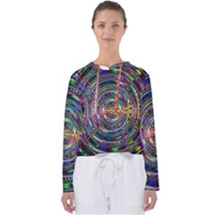 Wave Line Colorful Brush Particles Women s Slouchy Sweat