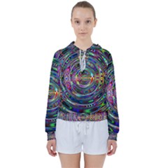 Wave Line Colorful Brush Particles Women s Tie Up Sweat