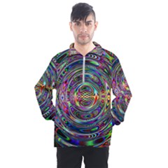 Wave Line Colorful Brush Particles Men s Half Zip Pullover